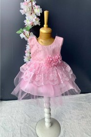 Resim Mnk Baby&Kids Kat Dantelli Gül Motif Kız Bebek Elbise Pnpn159 Pembe 