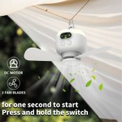Resim 8000mAh USB Şarj Edilebilir Taşınabilir Kamp Fanı, LED Gece Lambası ile - 3 Hız, 12 Saat Pil Ömrü, Yüksek Rüzgar Gücü, Kamp, Balıkçılık ve Açık Hava Maceraları için Yatak ve Çadır Asılı Fan, Kamp Aksesuarları 