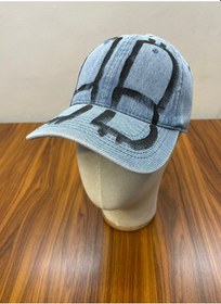 Resim Denim Jean Kot Kumaş Vintage Yıkamalı Unisex Cap Şapka Mavi - Açık Mavi 