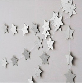 Resim Gümüş Yıldız Kağıt Sarkıt Süs 4 M 