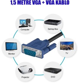 Resim APRONX 1,5 Metre Vga Görüntü Kablosu 1.5 Metre Monitör Kablosu Vga Kablo 