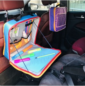 Resim Esta Rubon Çocuk Aktivite Çantası Her Arabaya Uyumlu Seyahat Faaliyet Çantası Tablet Bölmeli 
