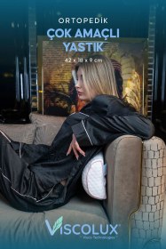 Resim Çok Amaçlı Ortopedik Visco Yastık - Horlama Yastığı Hamile Yastığı 42x18x9 Pembe 