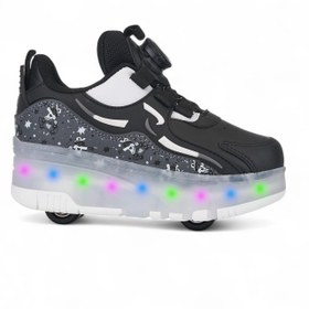 Resim Rocky Patenli Çocuk Ortopedik Işıklı Tekerlekli Patenli Spor Kaykay 4 Tekerli Ayakkabı 