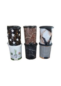 Resim Desenli Pedallı Çöp Kovası No:3 Mrd153 Altın - Krem 