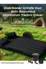 Resim MR52 Şişme Yatak Araba Ve Kamp Yatağı Çanta Elektrikli Pompa Tamir Kiti Ve Yastıklı Yatak Seti 