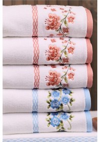 Resim Özdilek Azalea 6'lı Nakışlı Pamuklu Işlemelik Çeyizlik 50 90 El Yüz Havlusu M-3 Çok Renkli 