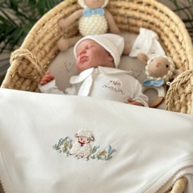 Resim Amigurumi Kuzu Model Bebek Seti – 3 Parça - Bej 