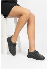 Resim Elit Asscl100 Kadın Hakiki Deri Casual Ayakkabı Siyah Siyah 