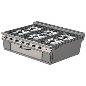 Resim CSA Karacasan 900 Seri Dolaplı 120 cm 6 Gözlü Doğalgazlı Ocaklı Kuzine (120x90x85Cm) 