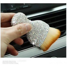 Resim Yuntech01 Kompakt Araç İçi Temizlik Fırçası - Yüksek Kaliteli Nilon Tüyler, Ergonomik Plastik Kollü, Dekoratif Taşlı, Havalandırma Delikleri Ve Boşluklar İçin Gümüş, 4.5x97mm 