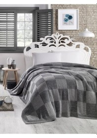 Resim Betires Home Ca18002 Örgü Battaniye Gri - Çift Kişilik Gri 