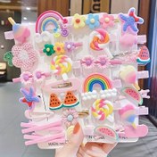 Resim 28 adet Sevimli Pembe Karikatür Yıldız Balığı ve Kalp Saç Tokaları ile Reçine Çiçekler - Kadınlar için Renkli Plastik Saç Aksesuarları, Festivaller ve Günlük Kullanım için Mükemmel, Saç Aksesuarı 