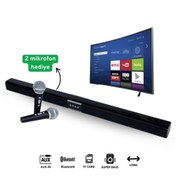 Resim peltech D01 TV Soundbar Bluetooth 5.0 Soundbar 4 Hoparlörlü / Kablosuz Soundbar /2 ADET MİKROFON HEDİYELİ 