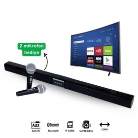 Resim peltech D01 TV Soundbar Bluetooth 5.0 Soundbar 4 Hoparlörlü / Kablosuz Soundbar /2 ADET MİKROFON HEDİYELİ 