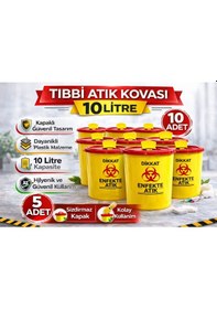 Resim Atık Kovası 10 Litre 10 Adet Kapaklı Atık Kutusu Enfekte Atık Kovası Seti Çok Renkli 