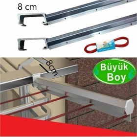 Resim UltraNova Metal Balkon Çamaşır Askısı, Kare Küpeşte, 80x30 mm, Bronz Renk, Dayanıklı Tasarım 