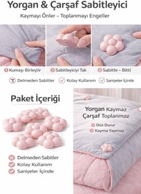 Resim Hayveys 8 Adet Çiçek Desenli Yorgan Sabitleyici Çarşaf Tutucu Yastık Nevresim Düzenleyici 