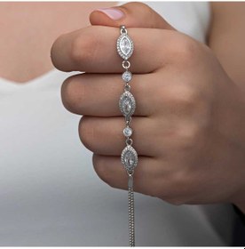 Resim 925 Ayar Gümüş Mekik Zirkon Taşlı Kadın Bileklik Beyaz 