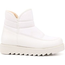 Resim Gönderi R Beyaz Fermuarlı Termo Taban Comfort Kar Botu Beyaz 