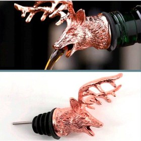 Resim Omeniv Geyik Başı Şarap Servis Başlığı Bronz Roze Şarap Sunum 