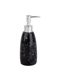 Resim Mermer Desenli Siyah Sıvı Sabunluk 8x8x17cm 300ml Banyo Seti 