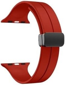 Resim Gpack Apple Watch 10 46mm ile Uyumlu Ayarlanabilir Mıknatıslı Mat Silikon Kordon, Kırmızı 