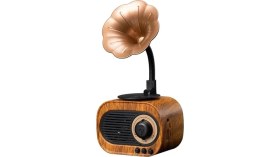 Resim Filli Kutum Nostaljik Mini Radyo Gramofon Radyo Retro Style Bluetooth Hoparlör B5 Ahşap Görünümlü Tasarım 