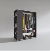 Resim bakbudaiyi Kenzlife Giysi Dolabı Abdullah 180*150*45 Gri Gardırop Tekerlekli 