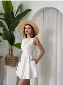 Resim Vess Cep Detaylı Elbise Beyaz 