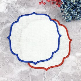 Resim Weare2 Kırmızı ve Mavi Renkli Nakışlı 2'li Kokteyl Peçetesi 