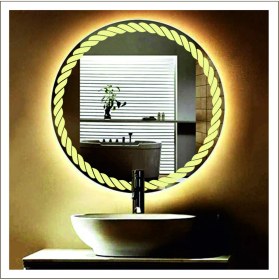 Resim Dnr-Mirror60 Cm Günışığı Ledli Tasarım Kumlamalı Banyo Aynası Makyaj Aynası Işıklı Ayna 