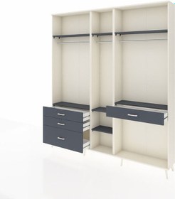 Resim Arges Dolap 7 Raflı 4 Çekmeceli 3 Askılı 220x30x243 Aytaşı-antrasit/antrasit Antrasıt/antrasıt 