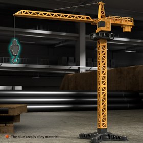 Resim Alaşımlı Parçalar, Çocuk Mühendislik Araç Oyuncağı, Sarı, Dahil Rastgele Renkli Aksesuarlar, 3+ Yaş İçin Uygun - ABS Malzeme ile Kule Vinç İnşaat Oyun Seti 