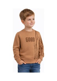 Resim Baglan Erkek Çocuk Önü Arkası Baskılı Sweatshirt Bgl-st05241 Camel 
