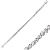 Resim Bracelet femme Waterway en argent et pierre blanche 