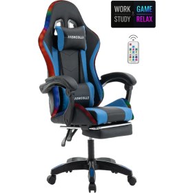 Resim Fashcolle Blue Star Işıklı - Masaj Özellikli Oyuncu Koltuğu Mavi-Siyah 