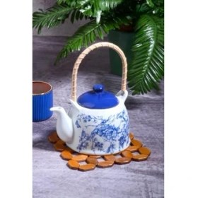 Resim TeknoKapsül Porselen Diyarı Bambu 18 cm Kare Çaydanlık Altlığı Tencere Altlığı 