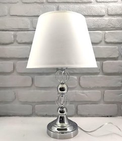Resim Krom Kaplama Tel Toplu Metal Ayaklı Beyaz Şapkalı Salon Abajur Masa Gece Lambası Modelleri 