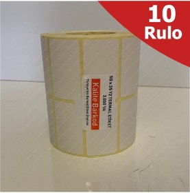 Resim 50X35 Yanyan2 Li Termal Etiket 10 Rulo Barkod Etiket Kalite B 