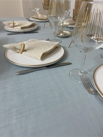 Resim Keten Görünümlü Simsiz Begonvil Masa Örtüsü Açık Mint 