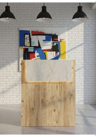 Resim Resital Ledli Karşılama Bankosu G-90 Cm Ofis Kasa Resepsiyon Masası Banko-003-6-8 