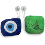Resim GALATA GIFT Dikiz Aynası Süsü Osmanlı Arması ve Nazar Boncuklu Araba Süsü Set İki (2) Adet 6*6cm İp-Vantuzlu Süs 