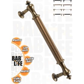 Resim Bablife Roma 128MM Antik Sarı Lüks Modern Çekmece Dolap Vestiyer Mobilya Kulpları 