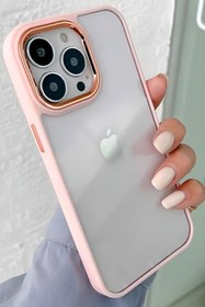 Resim Ceponya Iphone 13 Pro Max Uyumlu Akrilik Kaplama Şeffaf Renkli Lens Koruma Çerçeveli Moda Luxury Kılıf 