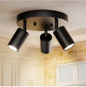 Resim Riolight Modern8 Siyah Mutfak,salon,giyinme Odası,cafeler İçin Gün İşiğı Metal 3lü Spot Ampul Dahil 3'lü Beyaz 
