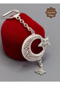 Resim Ayyıldız Tuğralı Model 925 Ayar Gümüş Telkari Anahtarlık 201025144 Gümüş 