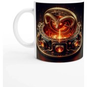 Resim Koç Burcu Baskılı Kahve Kupası - Zamanın Çarkları Astroloji Mekanizması Vs4 