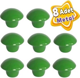 Resim Glaswen 8 Adet Yeşil Mantar Düğme Kulp Çocuk Bebek Mobilya Çekmece Dolap Kapak Kulbu Metal Kulp Aksesuarları Vidalı 