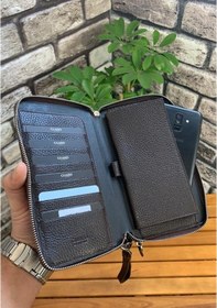 Resim Guard Çift Fermuarlı Kahverengi Hakiki Deri El Çantası Erkek / Kadın P3031 Kahverengi 